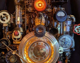 Unique steampunk wall clock