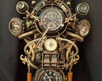 Handmade Steampunk Wall Clock: Retro Soviet-inspired Timekeeping ( ON ORDER )