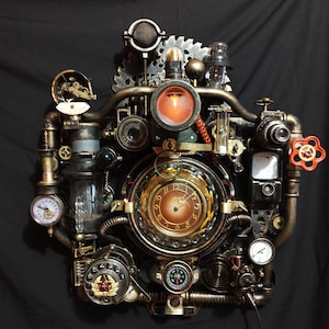 Steampunk clock on wall
