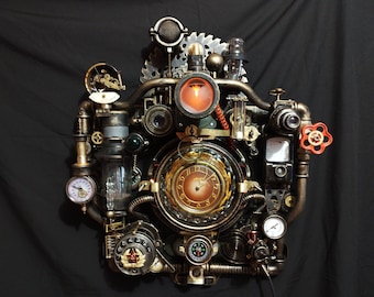 Steampunk clock on wall