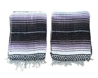2 PIECE FALSA BLANKETS , sarape blanket , 5 x 7  ( twin ) , 1st Quality , yoga blanket , patio , southwest , light purple - brown