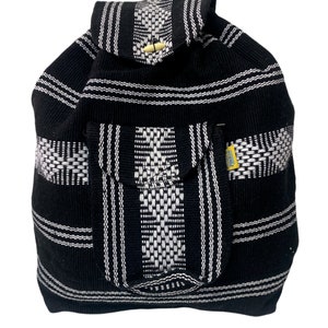 BACKPACK , HIPPIE GEAR , made in mexico , mochila , pinzon backpack ,  black & white