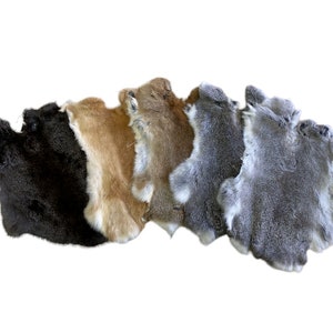 5 Piece WHOLESALE  , RABBIT SKIN , assorted colors , natural rabbit skin , pelt , hide , arts & crafts