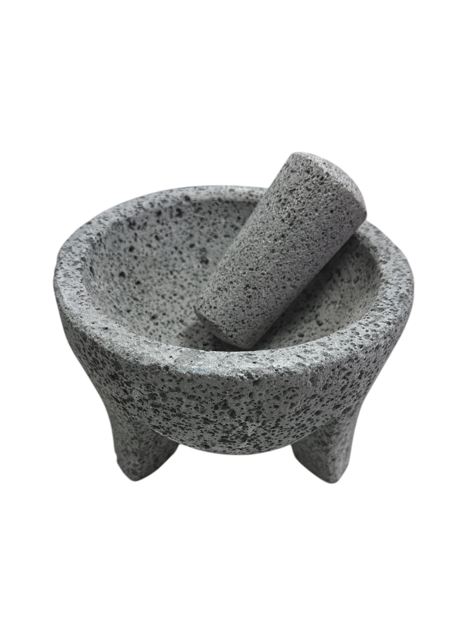 TRADITIONAL MEXICAN MOLCAJETE , volcanic stone , mortar and pestle , sauce maker , molcajete , handmade , 7" X 5"