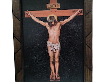 FRAMED PRINT , 1ST Quality print , Wood Frame , Made in Mexico , 13" x 18" , Jesucristo , Jesus  , Jesus on the cross
