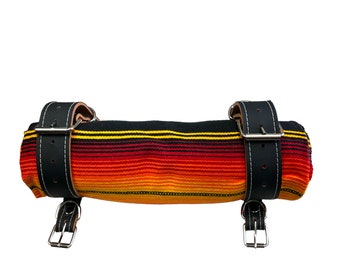 LEATHER BIKER BELT , motorcycle , includes a sarape , hand made in our shop , top quality , Red , Yellow , Orange