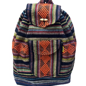 BACKPACK , HIPPIE GEAR , made in mexico , mochila , pinzon backpack , orange - mix