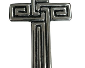 ONE PEWTER CROSS , Hand Made ,Religious , Silver , Gift  , 014
