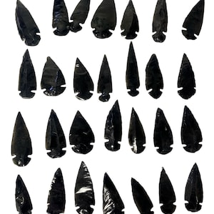 BLACK OBSIDIAN ARROWHEADS , 100 pc , wholesale , 2&quot; , spear , stone , hand made , mineral