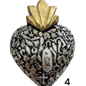 X-Large MILAGROS SACRED HEART, real wood, Milagros, Mexican folk art, large 10&quot;tall by 7.5&quot; wide , handmade, (4)