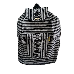 BACKPACK , HIPPIE GEAR , made in Mexico , mochila , Pinzon backpack , black lines