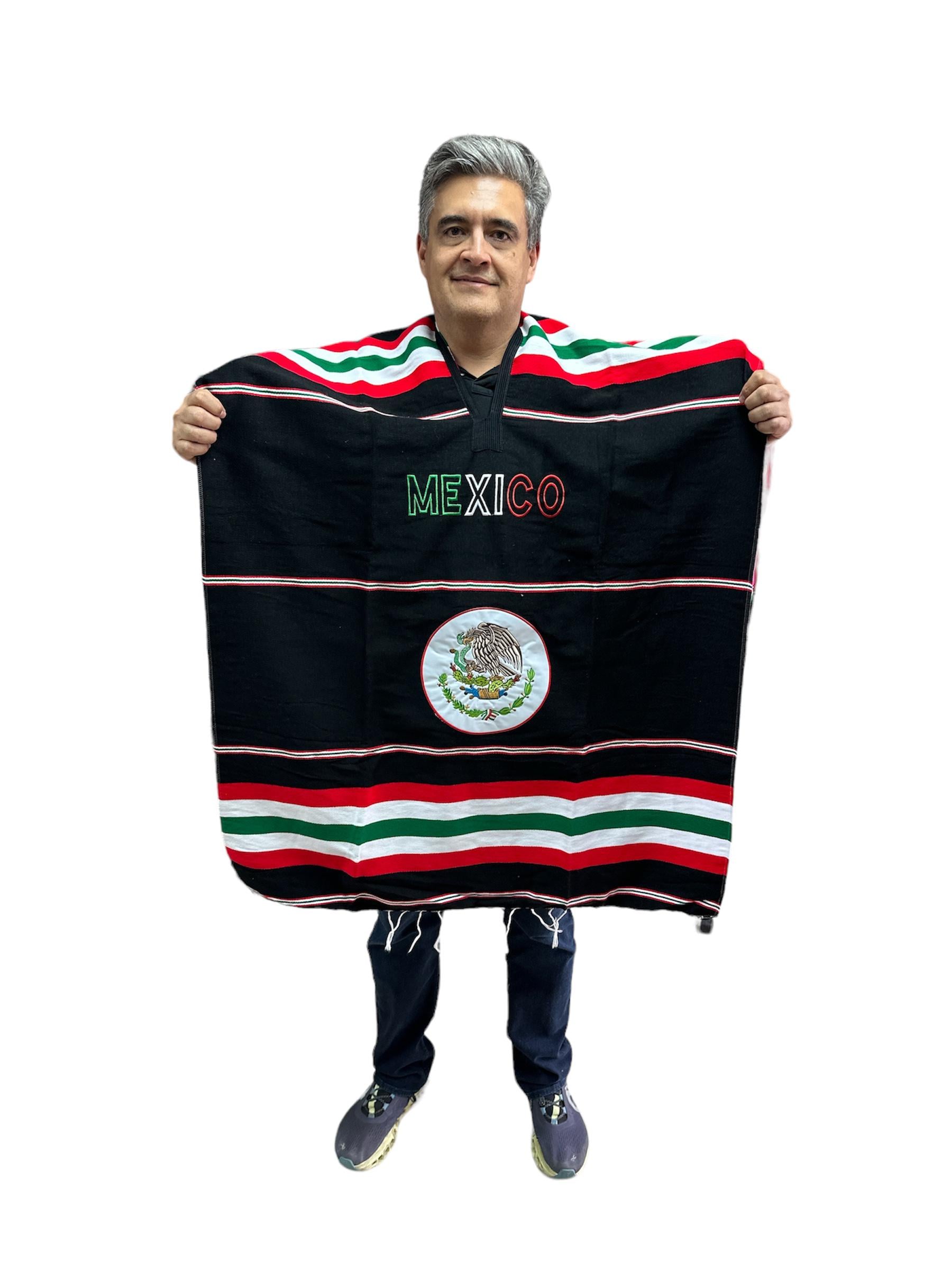 Mexican Sarape Poncho, Tricolor Flag Design, Acrylic Blanket, world cup soccer