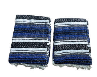 2 PIECE FALSA BLANKETS , sarape blanket , 5 x 7  ( twin ) , 1st Quality , yoga blanket , patio , southwest , Royal Blue