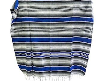 ONE SARAPE XL ,5' X 7', Mexican Blanket, Hot Rod, Seat Covers, Motorcycle , traditional  , Royal Blue