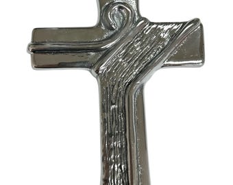 ONE PEWTER CROSS , Hand Made ,Religious , Silver , Gift  , 006