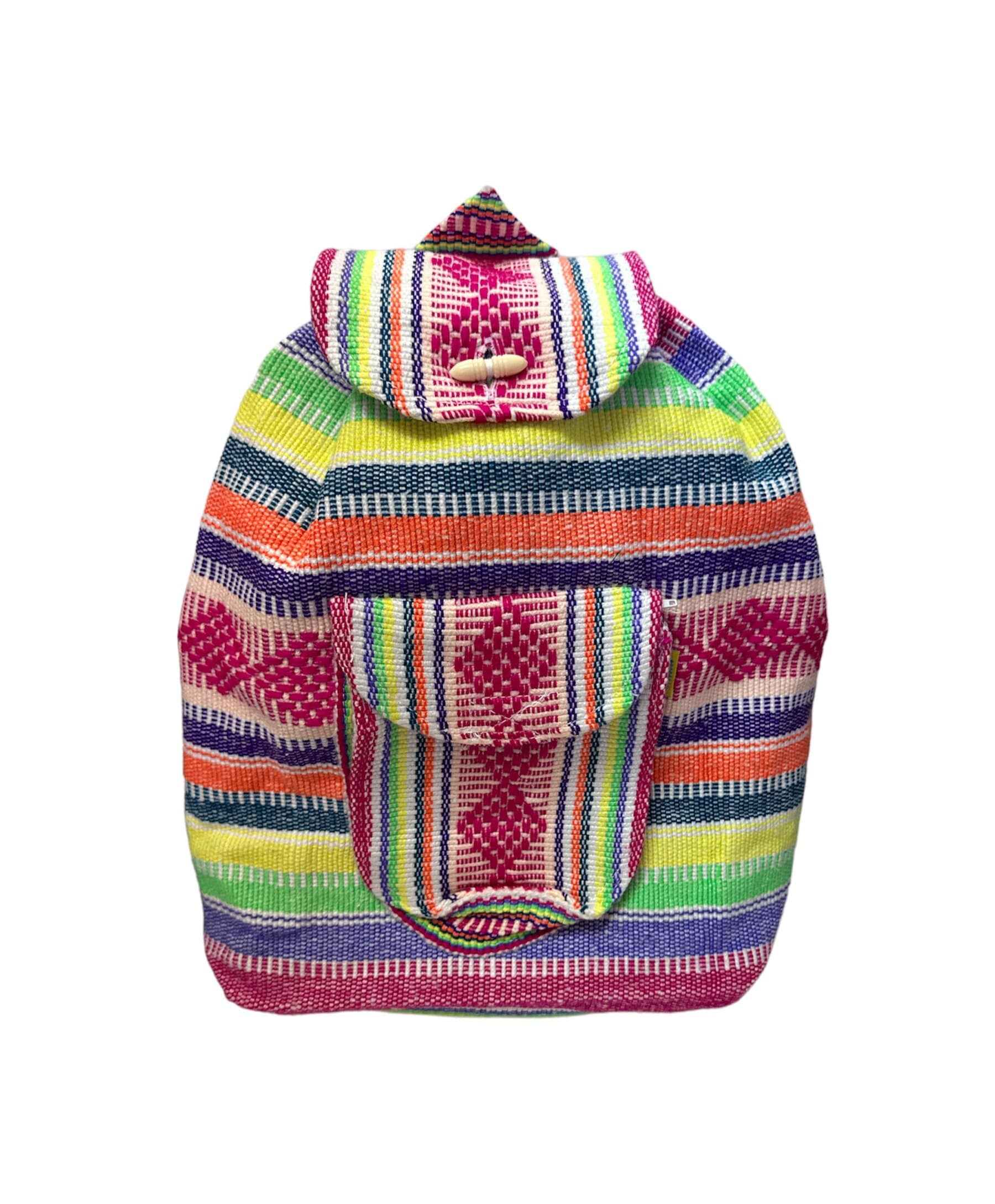 Pinzon Mexican Woven Backpack 16x15” Hippie Boho Hippie Colorful Orange Travel Vibrant Handwoven Mexican Backpack-Boho – Rosies Market Y Mas main image 2