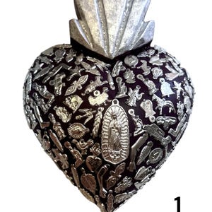 X-Large MILAGROS SACRED HEART, real wood, Milagros, Mexican folk art, large 10&quot;tall by 7.5&quot; wide , handmade, (1)