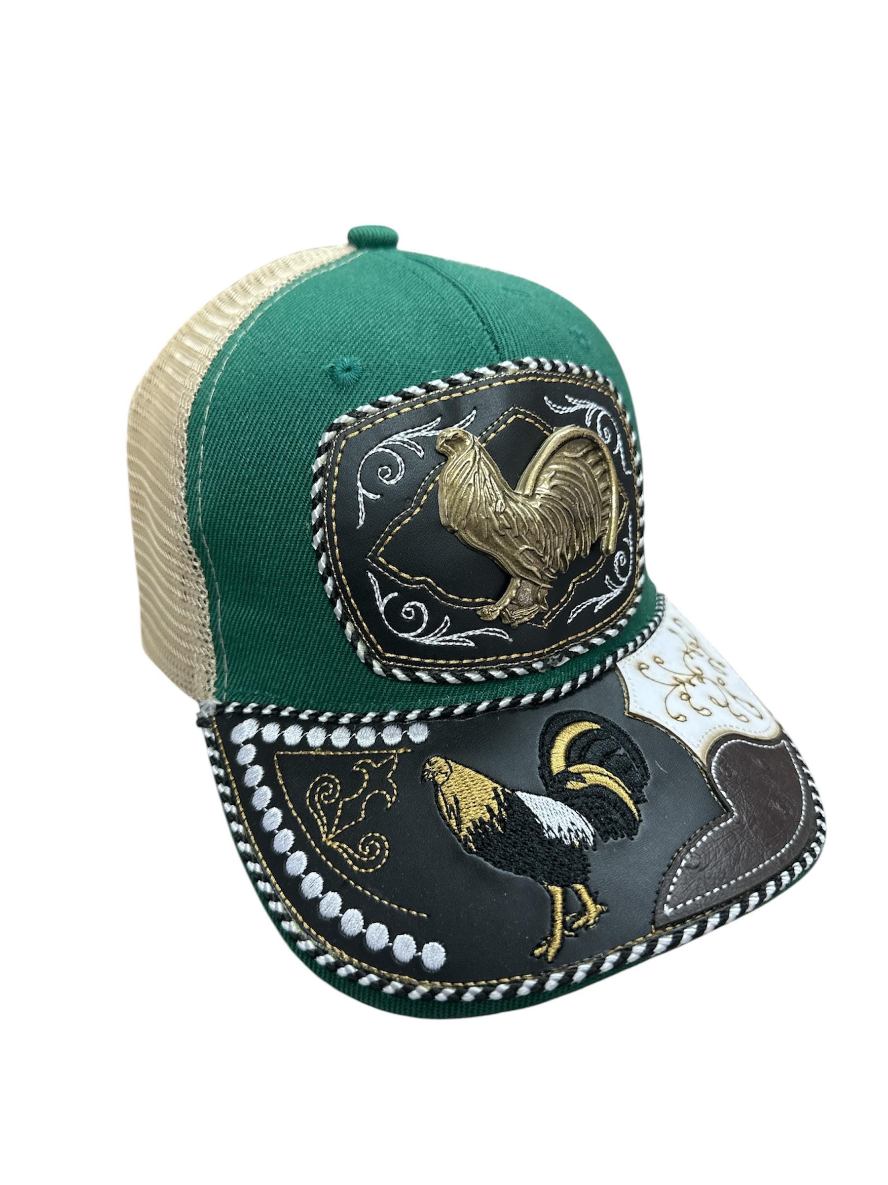 GORRA CHARRA , GALLERA , cowboy , artesanal , mexico , unisex , hat , cowboy hat , Rooster