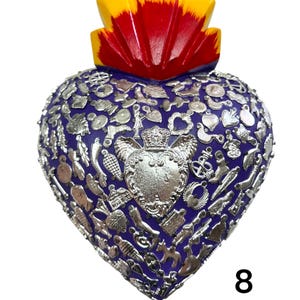 X-Large MILAGROS SACRED HEART, real wood, Milagros, Mexican folk art, large 10&quot;tall by 7.5&quot; wide , handmade, (8)