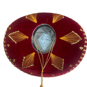 Youth Mexican Charro Hat Velvet Wine/Gold 602532 main image 0