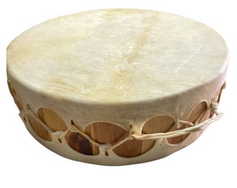 Tambor de cuero crudo auténtico de una pieza de 16" x 5", venta al por mayor, artesanías, tambor, incluye una baqueta