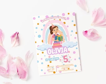 Invito di compleanno per la signorina Rachel: modello modificabile Canva ispirato all'invito per la signorina Rachel (download digitale)