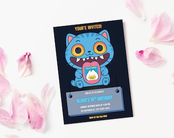 Editable Derpy the Tiger Inspired Birthday Invitation Template, Kids Party Invitation Printable Invite Canva   Template Kpop Demon Hunters