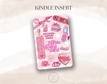 Pink and Red Theme Kindle Insert:  Girly PINK Aesthetic Clear Case Insert, 4 Sizes (Digital Download)