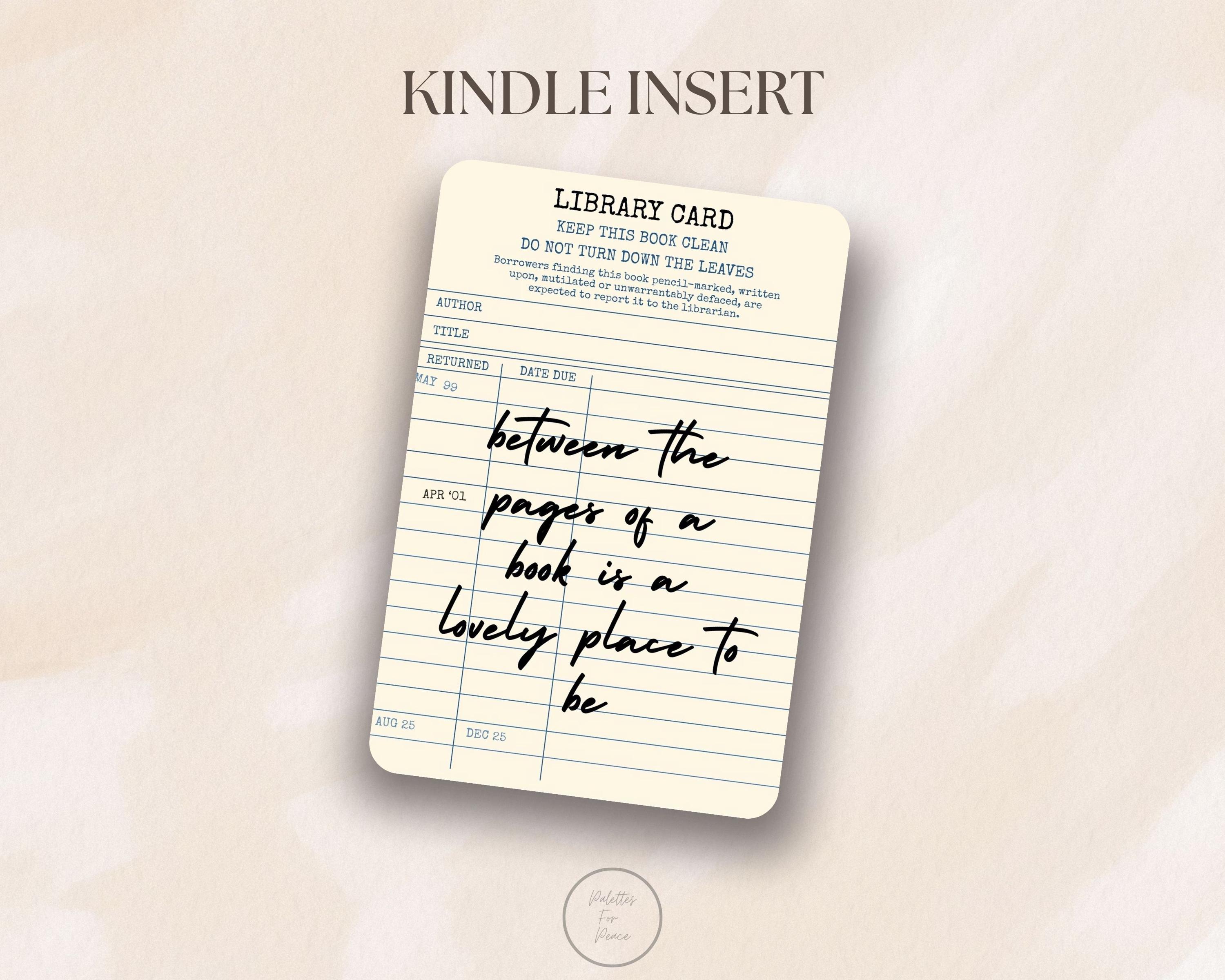 Vintage Library Card Kindle Insert: Book Lover Printable (digital ...