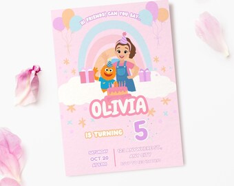 Ms. Rachel Inspired Birthday Digital Invitation: Pink Pastels Editable Canva Template (Digital Download)