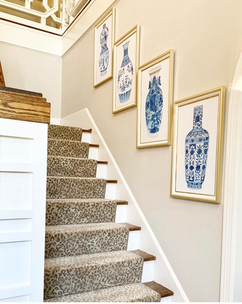 Set of 4 Framed Ginger Jar Prints watercolor Etsy