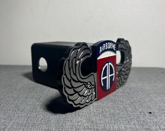 Military 82nd Air Borne  aluminum hitch cover.