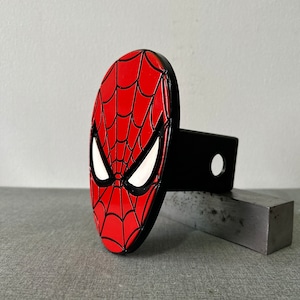 Spider-Man aluminum hitch cover. Made in the U.S