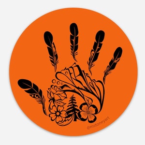 Orange Gitxsan Hand Sticker