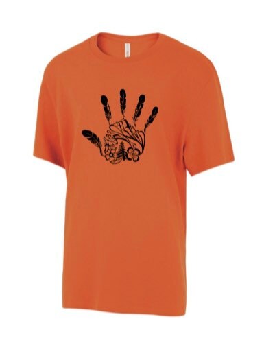 Orange Gitxsan hand youth t-shirt