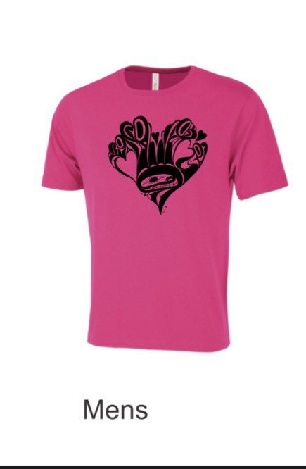 Unisex pink Heart T-shirt, pink shirt day.