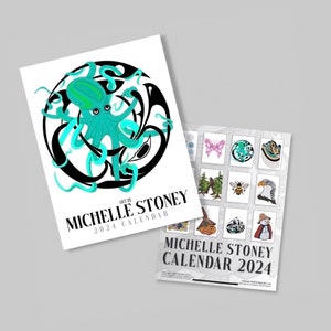 2024 Michelle Stoney Art Calendar and sticker sheet