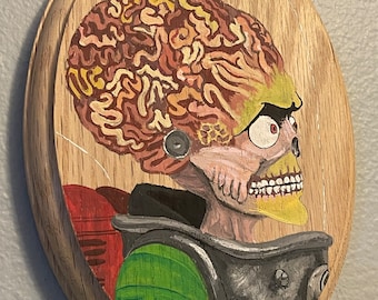 ACK ACK - Martian Art - Mars Attacks Inspired Mini Wall Decor - Odd Art - Gift Idea - Hand Painted - One of a Kind