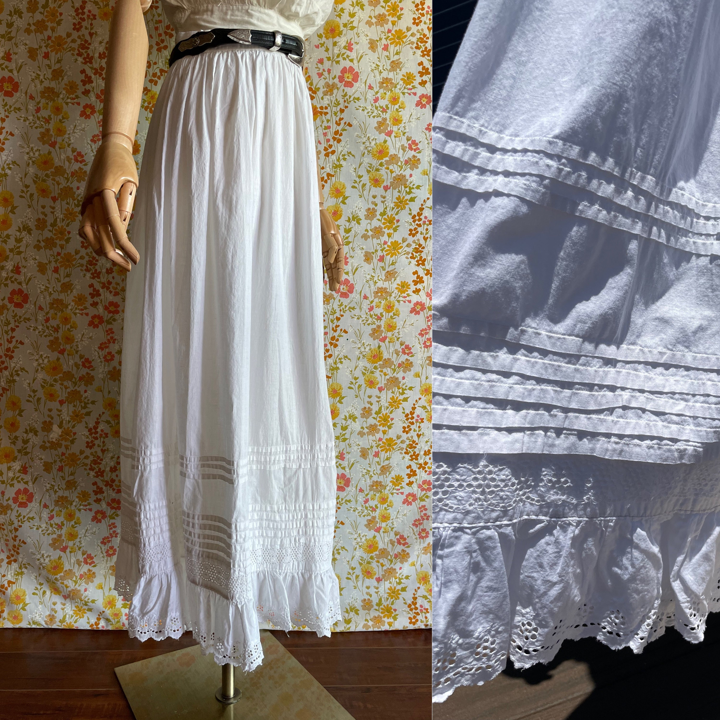 Geometrical Pattern Printed Cotton Long Maxi Skirts Broomstick