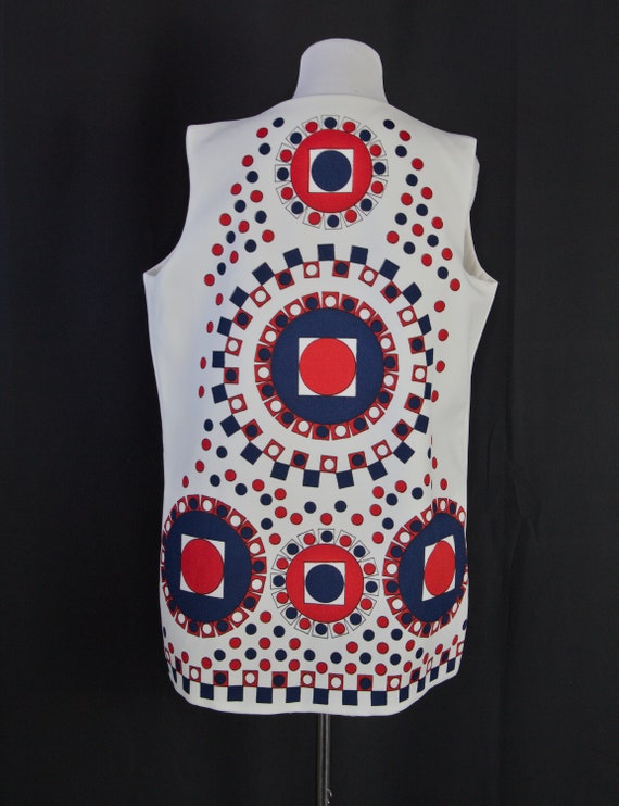 Vintage geometric print long tailored vest 70s 60… - image 3