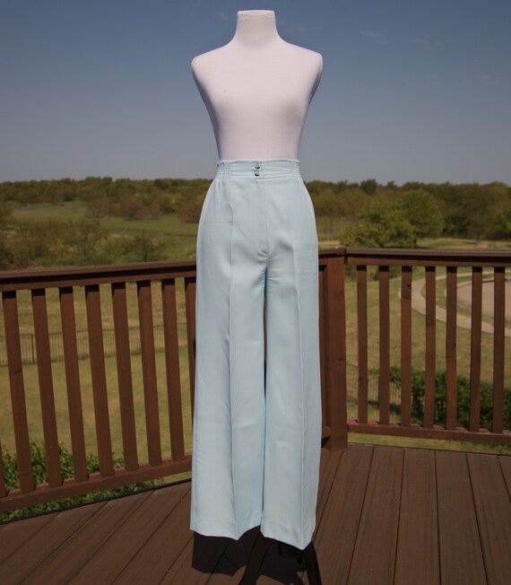 Vintage two piece Light blue Pants set 70s Flare … - image 7