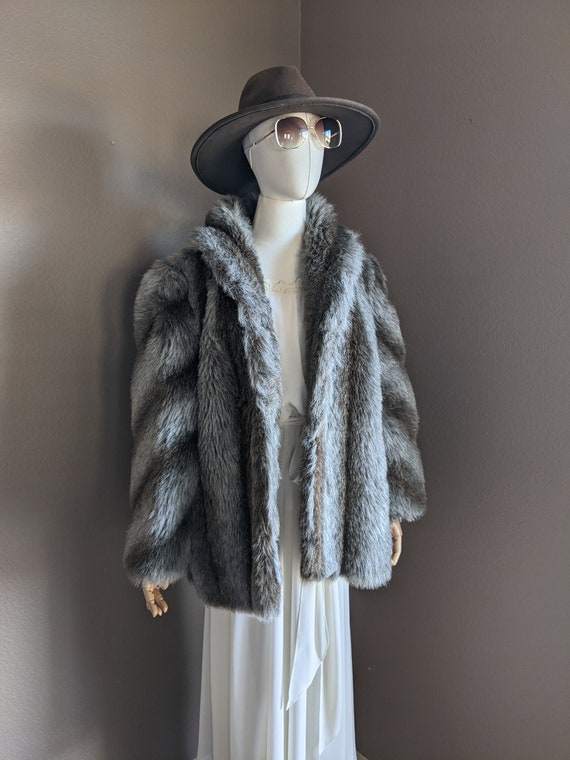 Vintage faux fur Coat Jacket wolf - image 7