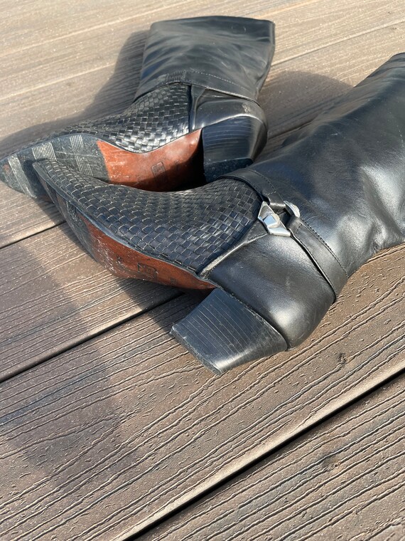 Vintage 80s woven leather western Boots US 7.5 Sh… - image 7