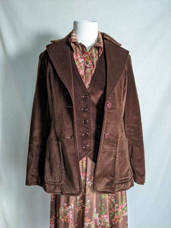 Vintage vrlvet set Blazer and Vest 70s chocolate b