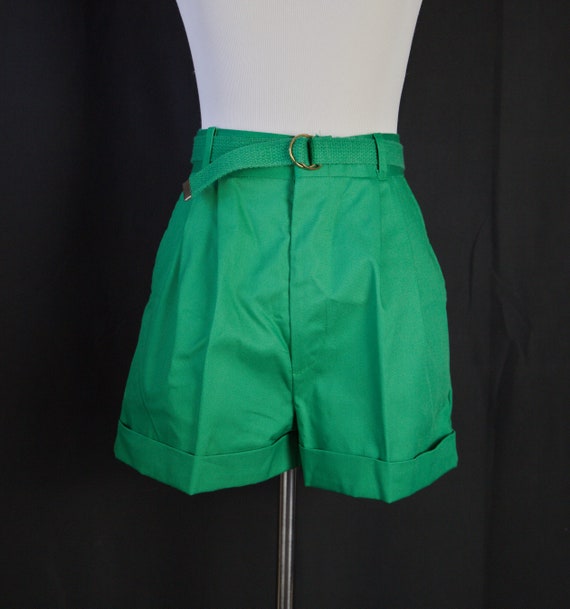 Vintage short Green tailored Shorts 80s High waist