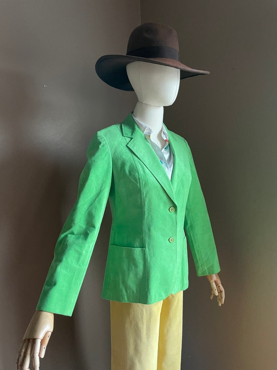 Vintage 70s ultrasuede kelly Green Blazer jacket … - image 5