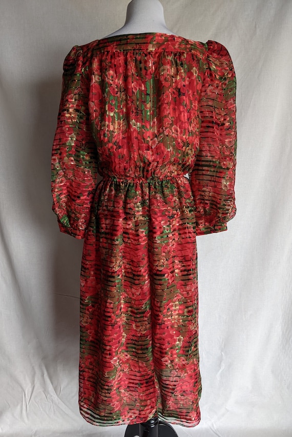 Vintage midi floral dress Diane Dickinson 80s Puf… - image 10