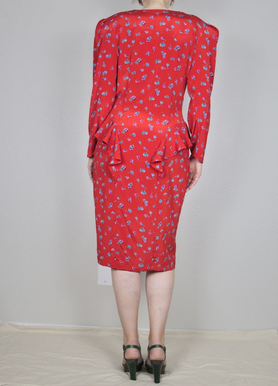red peplum dress with sleeves