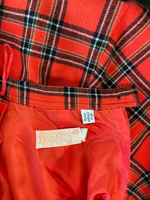 Vintage 70s Pendleton wool Skirt red tartan maxi … - image 8