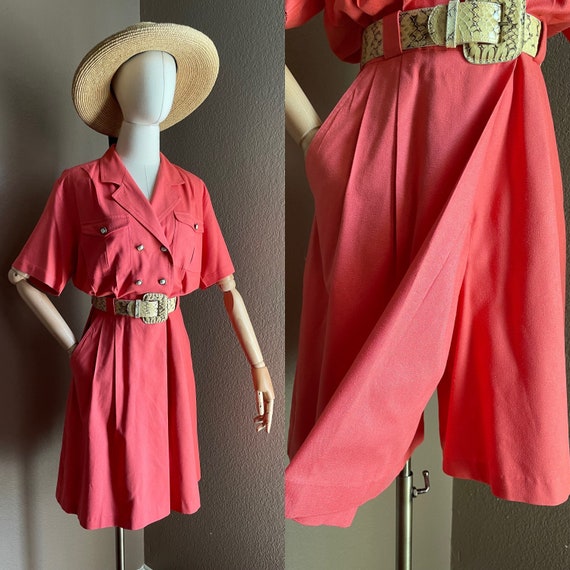 Vintage linen silk Romper /jumpsuit bermuda short… - image 1